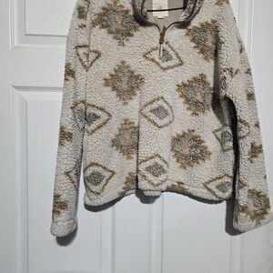 Thread & Supply Cream and Brown Patterned Sweater